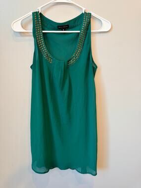 Willi Smith Emerald Green Studded Scoop Neck Sleeveless Blouse Tank Top Medium